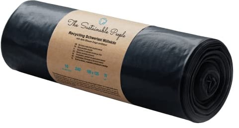 TSP Schwerlast Müllsäcke 240L - aus mind. 90% Post-Consumer-Abfällen (PE) - Blauer Engel zertifiziert - 10er Rolle - extrem reißfest (70 μm) - 1000x1250 mm - ideal für Renovierung und Gewerbe-Abfälle