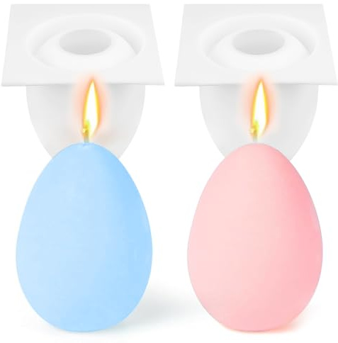 2 Stück Silikonform Ostern - 3D Gießform für Ei, Kerzen, Schokolade - DIY Osterei Gießformen für Ostergeschenke