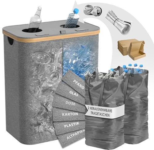 Pfandflaschen Behälter - Pfandsammler - Pfandflaschen Sammelbehälter | MY FAT GORILLA Flaschensammler Leergut - Leergut Sammelbehälter - Altglas Sammelbehälter - Recycling System (Grau)