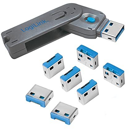 LogiLink AU0045 USB Port-Blocker Schloss (1x Schl?ssel und 8x Schl?sser) grau