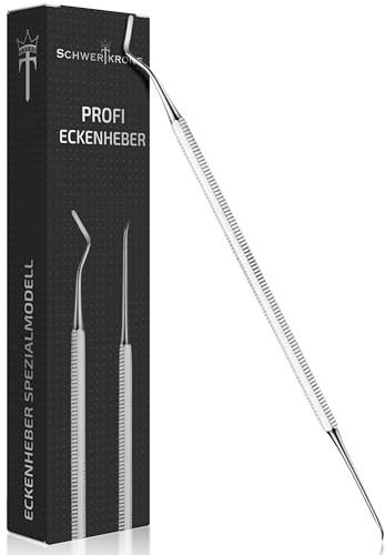 Schwertkrone Eckenheber gerade und gebogen, Spezialmodell, Excavator Doppelsonde mit angeschliffenen Enden, sterilisierbar, rostfreier Edelstahl 17 cm