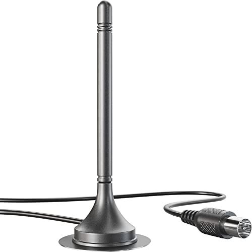 KabelDirekt – DVB-T2 HD-Antenne – Magnetfuß, 3m Kabel, schmal | DVB-T2-HD- & DVB-T-Antenne mit stabilem Magnetfuß & 3-m-Kabel – für hohen digitalen TV-Empfang, schmale Bauform