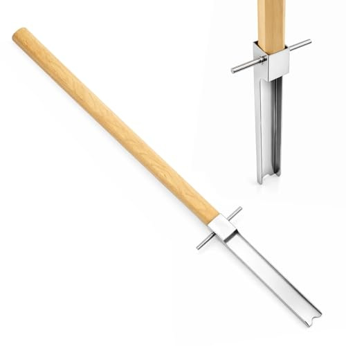 Youyijia Unkrautstecher mit langem Stiel l Löwenzahnstecher zum entfernen der kompletten Unkrautwurzel l legiertem Stahl mit Holzstiel l ergonomischer Gartenhelfer(115cm)