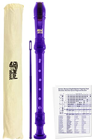 Mad About MA-REC04 Diskant-Blockflöte, Sopran-Schulblockflöte mit Tasche, Putzer und Grifftabelle - Violett