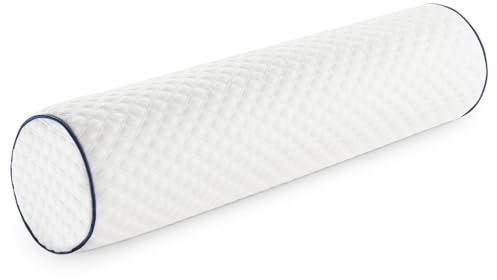 NGOZI Nackenrolle 45x13cm, Kissenrolle, Nackenrolle mit Bezug, Knierolle Lagerungsrolle, Memory Foam Nackenkisse, Zierkissen, Sofakissen, Marineblauer Rand