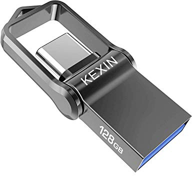 KEXIN USB C Stick 128GB, USB 3.0 OTG, Lesegeschwindigkeit bis 100MB/s, Wasserdichter Metall,Dual-USB Type-C & USB-A Anschlüsse, Speicherstick für PC,Laptop,Notebook,Typ-C Smartphone