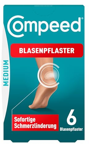 Compeed Blasenpflaster Medium - Hydrokolloid-Pflaster - mit Polsterung an der Ferse, schützt vor Druck und Reibung - lindert Schmerzen, zur schnellen Abheilung - 4,2 x 6,8 cm - 6 Stück