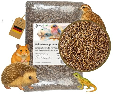 Samore 5 kg Mehlwürmer getrocknet - Vogelfutter Fisch-Futter Nager Vögel Reptilien Igel