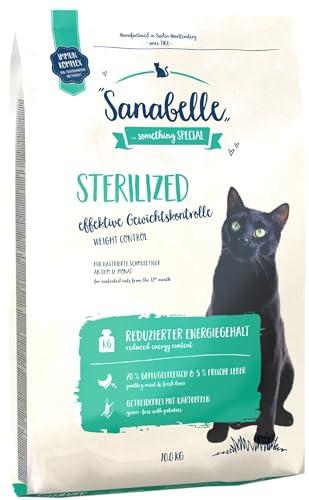 SanaBelle Sterilized | Katzentrockenfutter mit vermindertem Energiegehalt für übergewichtige & kastrierte Katzen | 1 x 10 kg