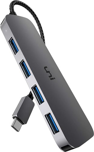 uni USB C Hub mit 4-Port USB 3.0 ultradünner Daten-Hub aus Aluminium, für MacBook Pro/Air, iPad Pro/Air, Dell XPS, Surface Book, iPhone 15 Serie usw.