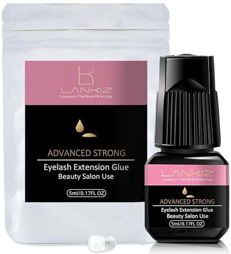 LANKIZ Wimpernkleber für Wimpernverlängerung, 5ml Eyelash Extension Glue 1-2s Trocknungszeit 6-8 Wochen Wimpernkleber Dauerhaft Wimpern Extensions Kleber Schwarz Wimpern Kleber （AS5ML)