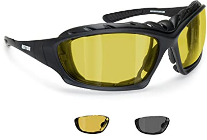 BERTONI Photochrome Polarisierte Motorradbrille - mit austauschbare Bügel oder Kopfband - mod. 366 Motorradbrille Windschutz für Brillenträger mit Sehstärke
