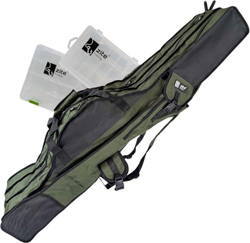 Zite Fishing Angeltasche Rutentasche 150cm | Rod-Case Angelfutteral | Wasserabweisendes Rutenfutteral, 3 Fächer Rutenrucksack für Angelruten Angel Tasche Angeltaschen Angelrute Tasche