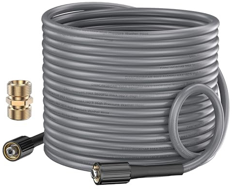 DANCINGBOAR 10m Super Flexibler Gummi Hochdruckschlauch 3600PSI M22 Innengewinde knickfest Jet Wash Verlängerung Schlauch mit M22-14mm Männlich Verbinder für Hochdruckzubehör Autoreinigung