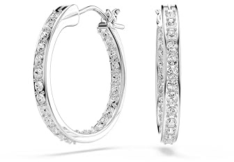 Swarovski Sommerset Kreolen, Weiß, Rhodiniert