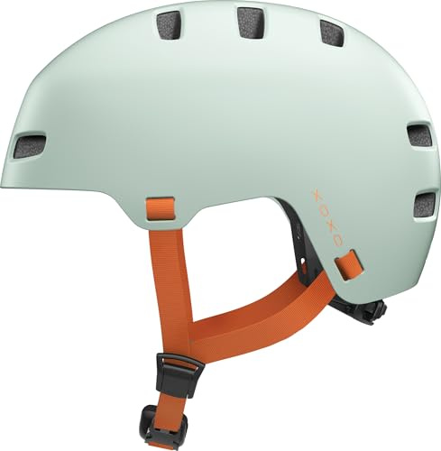ABUS Fahrradhelm XOXO - Cityhelm im Skater-Look - Helm für Skateboard, Fahrrad, Scooter - mit optimiertem Kinnpolster - für Jugendliche und Erwachsene - Größe M, Grün