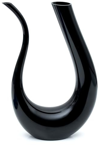 Intirilife Wein Dekanter in U-Form aus Glas in Schwarz -750 ml- Weinkaraffe, Rotwein Dekantierer, Weinbelüfter, Weindekanter Zubehör bleifrei- Handgemacht, Tropffrei Ausgießen, spülmaschinenfest