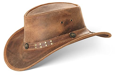 Black Forest Fox Buffalo Bill Herren Damen Western Cowboy Leder Hut Fuchs Braun Größe L