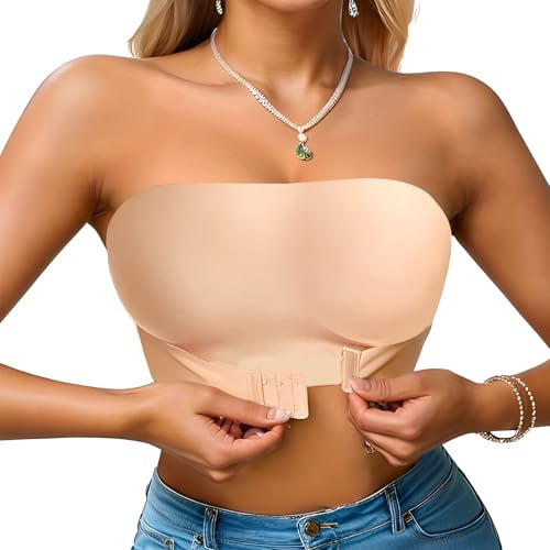 Jadyon TräGerloser BH, Damen TräGerloser BH, BH TräGerlos, Bandeau BH, Push Up Ohne BüGel Bandeau Top Damen Bralette Seamless Soft Super Bequemer Bandeau BH Starker Halt rutschfest Tube Top Dame-n
