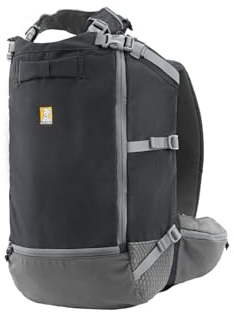 Ruffwear Hitch Hiker Hunde-Rucksack-Tragetasche, Haustier-Tragetasche, Reisetasche, integriertes Geschirr und gepolsterte Gurte, atmungsaktiv und bequem, vollständig belüftet, Basalt Gray, XS