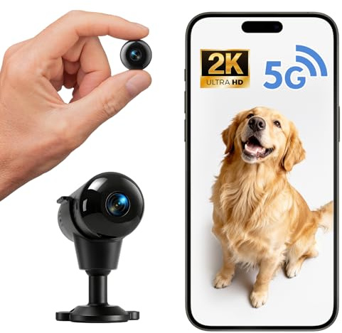 JOYTOUR Mini Kamera 5G WLAN, 2K HD Überwachungskamera Live Übertragung Handy mit Kostenlosem Cloud-Speicher, Bewegungserkennung & Nachtsicht, Kabellose Kamera mit Akku, Offline-Aufnahme auf SD-Karte