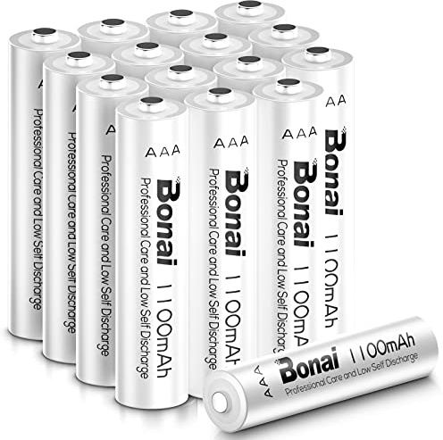 BONAI AAA Akku 1100mAh 16 Stück, 1,2V NI-MH wiederaufladbare Batterien mit hoher Kapazität, geringe Selbstentladung Micro HR03 Akkus für Telefon, Fernbedienung, Spielzeug und Smart Home