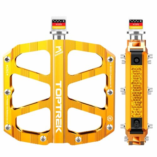 toptrek Fahrradpedale mit StVZO Zugelassen Reflektoren | CNC Aluminium Pedale Fahrrad MTB Pedale rutschfest mit 3 Abgedichtete Lager für Mountainbike, BMX, E-Bike, Rennrad