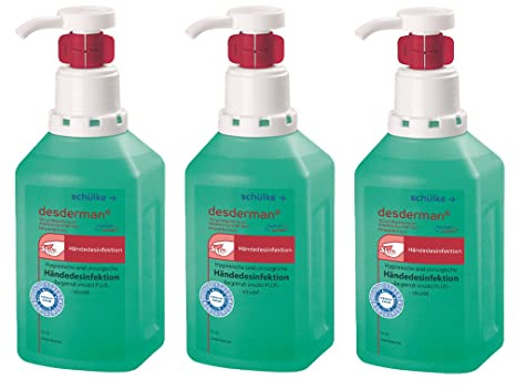 Schülke Desderman | 3 x 500 ml Hyclick | Händedesinfektionsmittel | Desinfektionsmittel mit integriertem Pumpspender
