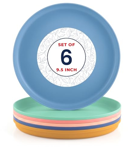 Mastercook Kinder-Teller-Set – 6-teiliges Kunststoffteller wiederverwendbar – BPA-freier, lebensmittelechter Kunststoff – spülmaschinen- und mikrowellengeeignet – mehrfarbiges Kleinkind-Teller-Set