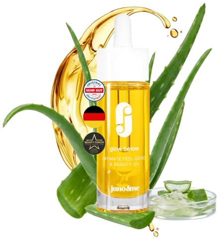 juno & me – Intimate Feel Good & Beauty Oil: After Shave Öl für Intimzone nach Rasur - mit 12 hochwertigen Ölen & Aloe Vera - bei Trockenheitsgefühl im Intimbereich - vegane Intimpflege Damen - 30ml