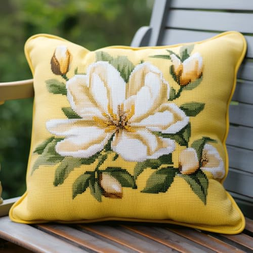 AMBATTERY Kreuzstich Kissen Set Vorgedruckt, Blühende Blumen Kreuzstichkissen Zum Dekorieren 45X45cm Stickkissen Zum Selbersticken Kreuzstich Set Vorgedruckt Kissenbezug