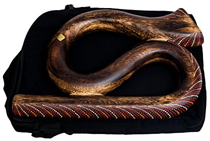 Reise Didgeridoo S-Form aus Suarholz – handgefertigt & handbemalt in Dotpoint – kompaktes Profi-Didgeridoo inkl. Tragetasche