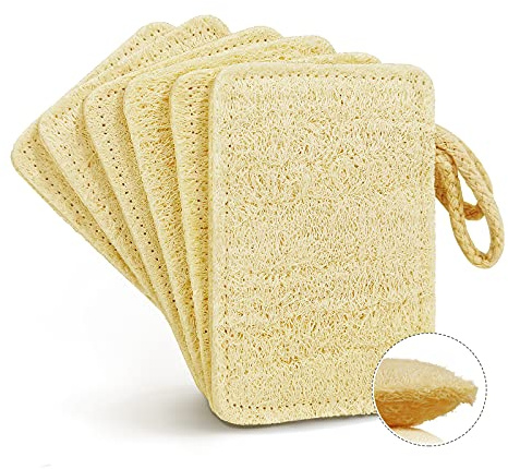 YIQINGJIE Natürliche Luffa-Küchenschwämme Wäscher, 6 Pack | kratzfester Peeling-Reinigungsschwamm, umweltfreundliche biologisch abbaubare Luffa