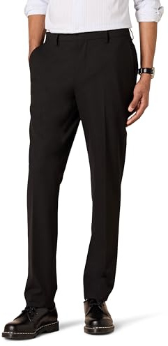 Amazon Essentials Herren Knitterarme Stretch-Anzughose, Schmale Passform, Schwarz, 38W / 32L