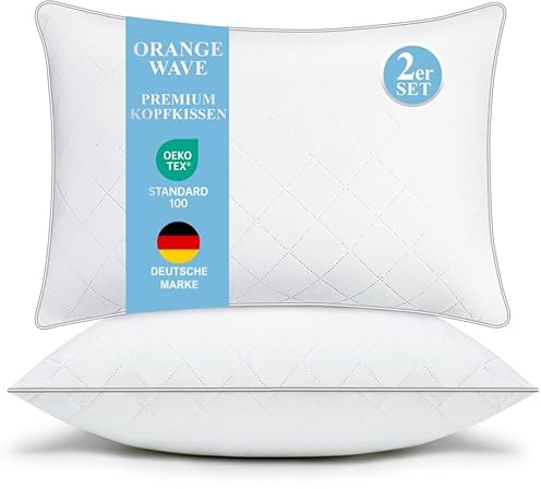Orange Wave Kopfkissen 40x80 2er Set Kissen - Kissen 40x80 Hotelqualität Mikrofaser Schlafkissen, Weiches Atmungsaktiv Pillow, Oeko-Tex Zertifiziert Bettkissen für Seitenschläfer und Rückenschläfer