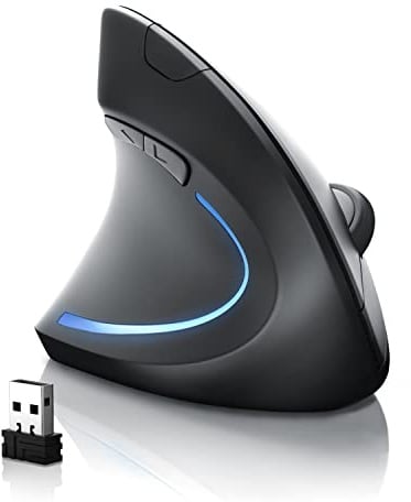 CSL – Vertikal Maus kabellos für Linkshänder – Vertikalmaus Bluetooth und 2,4 Ghz Wireless Funkmaus – vertikal ergonomisch – Vorbeugung gegen Mausarm – für pc Laptop Notebook