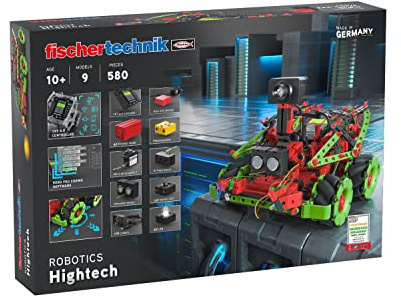 fischertechnik 559895 ROBOTICS – Hightech, Bausatz ab 10 Jahren, Experimentierkasten für 9 Roboter Modelle, mit Spracherkennung & Bildverarbeitung