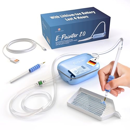 Picmondoo E-Painter für Diamond Painting (Blau 2 - Stufen) | Sanfte Ansaugtechnik statt klebrigem Wachs, kabelloser Akku bis 4h, USB-C, ergonomisches Arbeiten & XXL-Schiffchen