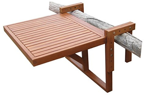 Spetebo Eukalyptus Balkontisch - 60x45 cm - Holz Klapptisch Balkon Hängetisch klappbar