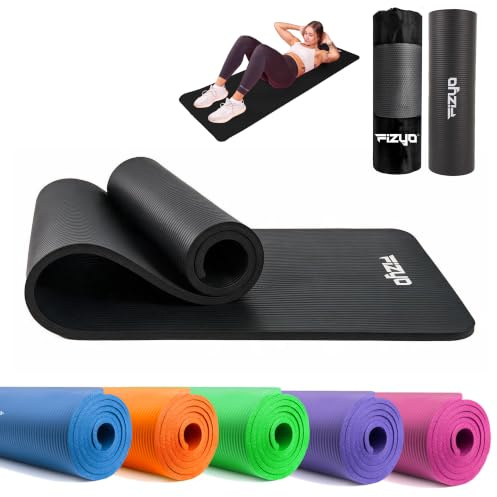 FIZYO Yoga Matte 183 x 61 x 1 cm NBR, rutschfest, Yogamatte, Gymnastikmatte | NBR-Matte mit 10 mm Polsterung – rutschfest beidseitig, ideal für Yoga, Pilates, Fitness und Gymnastik, mit Tragetasche