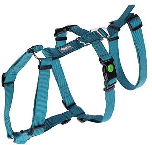 Kerbl Pet Panikgeschirr, Hundegeschirr, Petrol, Halsulmfang 38-52cm, Gurtbreite 20mm, für ängstliche Hunde, robust, verstellbar