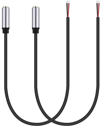 HIEbee 2-Pack Ersatz 3.5mm Buchse zu Bare Wire Open End TRS 3 Pole Stereo 1/8 3.5mm Jack Stecker Stecker Stecker Audio Kabel für Kopfhörer Kopfhörer Kabel Reparatu