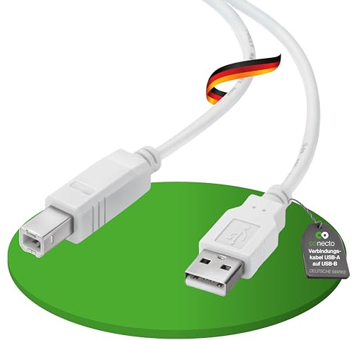 conecto USB 2.0 Kabel/Druckerkabel, USB A Stecker auf USB B Stecker, 480 MBit/s, weiß, 1,80m