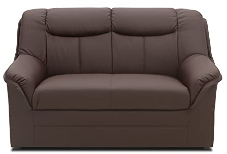DOMO. collection Sofa Berlin, Leder, klassisches 2er Sofa, Polstergarnitur mit weichem Kunstleder und hochwertigem Federkern, 2 Sitzer 143 x 90 x 89 cm (BxTxH), Mokka (braun)