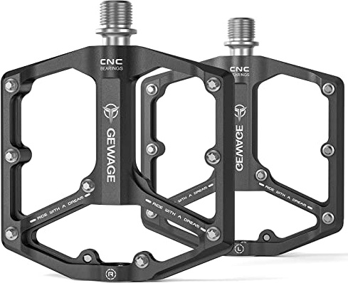 GEWAGE MTB Fahrradpedale, CNC-Aluminium, 3 abgedichtete Kugellager | Leichte Flat Pedale mit breiter Plattform, 16 Pins und 3 abgedichteten Kugellagern für leichtgängigen Lauf; viele Farben.