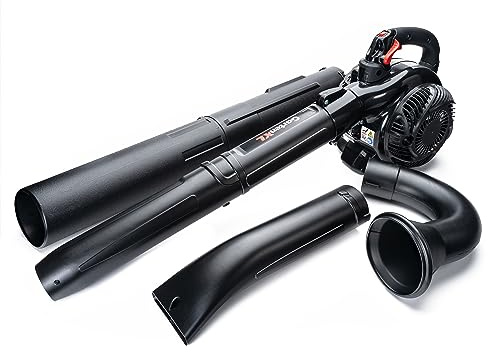 IPOTOOLS EBV260A 4in1 Benzin Laubsauger Laubbläser mit Häcksler und Sammler in 40 Liter Fangsack - Antivibrationssystem - Einstellbare Blasgeschwindigkeit bis 50 m/s - 2-Takt-Motor mit 26ccm und 1 PS