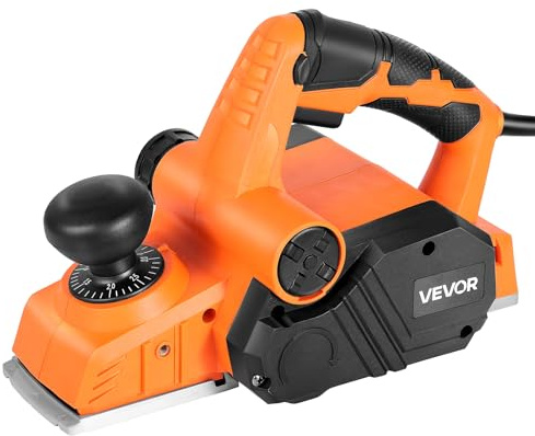VEVOR Elektrohobel, 82 mm Schnittbreite, 900 W, 14500 U/min, Handhobel für Holz, mit einstellbarer Schnitttiefe, 2 Klingen, für Holzbearbeitung, Holzfasen, Heimwerkerarbeiten, Hobelmaschine