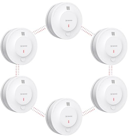 X-Sense Vernetzter Rauchmelder mit 10 Jahre Batterie, Feuermelder mit Stummschaltung, entspricht EN 14604 Standard, SD19-W, 6er Set