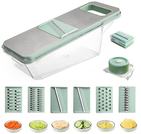 BDHYYM 7 in 1 Mandoline Gemüsehobel Multifunktionaler Gemüseschneider Manuell Vegetable Chopper Dice Reibe für Gemüse Schneider Gurkenhobel Dünne Scheiben für Hobeln Von Obst Gemüse