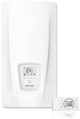 CLAGE DEX Next S vollelektronischer Durchlauferhitzer 18–27 kW, ECO-Modus | Vollelektronisch geregelt, gradgenau 20–60°C, E-Paper-Display, BT-Fernbedienung, TWIN TEMPERATURE Control, VDE-GS, 3200-36450